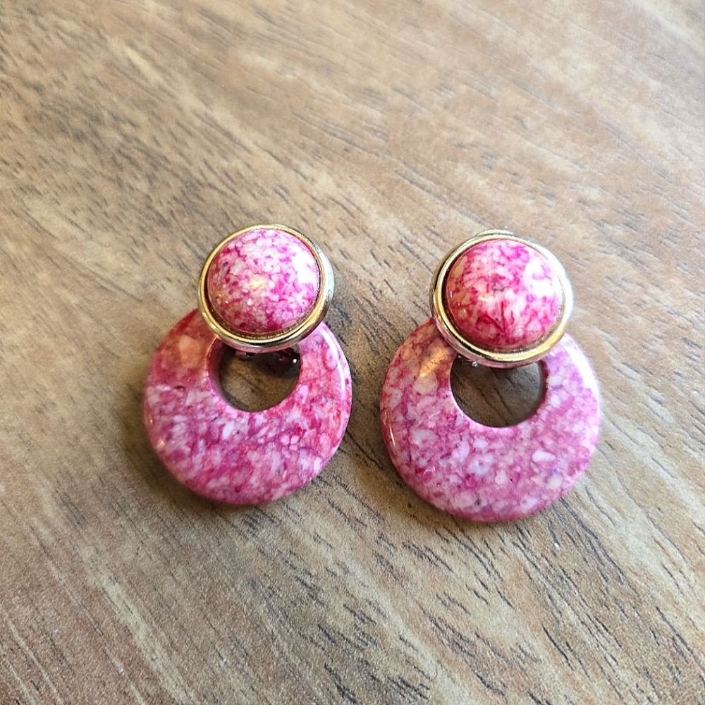 Vintage Pink Thulite Earrings